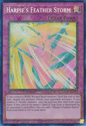 A Prismatic Collector's Rare "Harpie's Feather Storm" card from the Yugioh Set: Rarity Collection 1 (RA01).