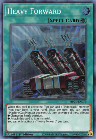  A Super Rare "Heavy Forward" card from the Yugioh 2021 Tin of Lost Memories.