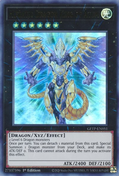 An Ultra Rare "Hieratic Dragon King of Atum" card from the Yugioh Set: Ghosts From the Past (GFTP).