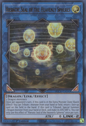 An Ultra Rare "Hieratic Seal of the Heavenly Spheres" card from the Yugioh Set: Battles of Legend: Crystal Revenge (BLCR).