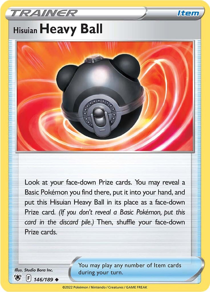 An Uncommon "Hisuian Heavy Ball" card from the Pokemon Set: Astral Radiance.