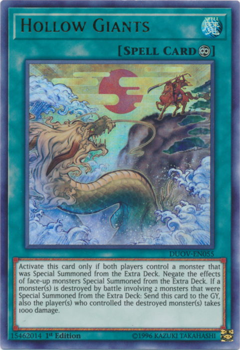 An Ultra Rare "Hollow Giants" card from the Yugioh Set: Duel Overload (DUOV).