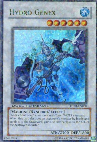 A Duel Terminal Ultra Rare "Hydro Genex" card from the Yugioh Set: Duel Terminal 1 (DT01).