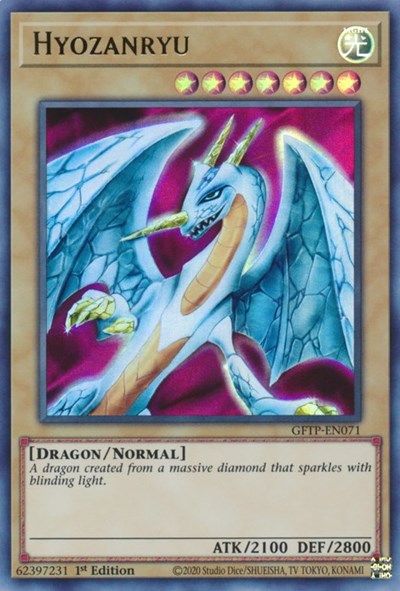 An Ultra Rare "Hyozanryu" card from the Yugioh Set: Ghosts From the Past (GFTP).
