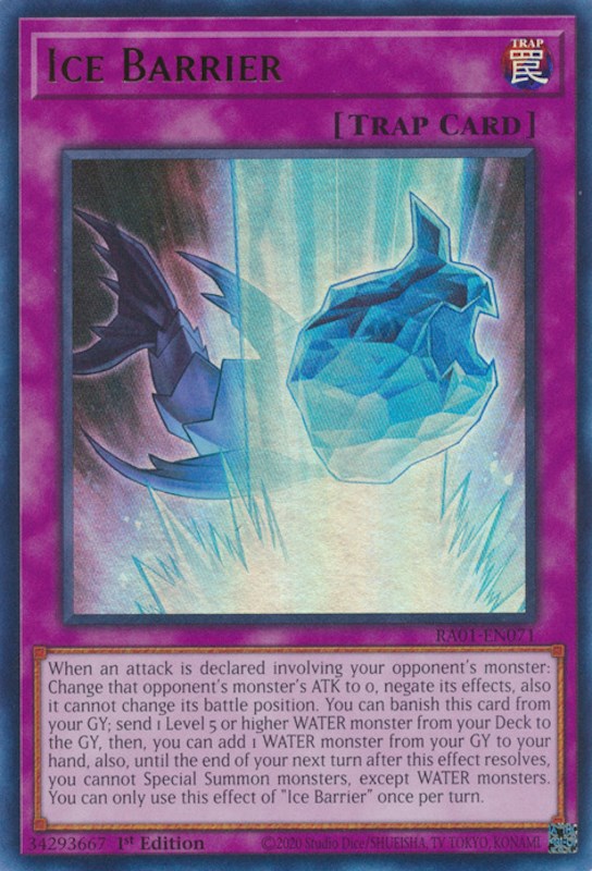 An Ultra Rare "Ice Barrier" card from the Yugioh Set: Rarity Collection 1 (RA01).