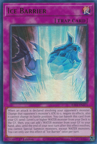 An Ultra Rare "Ice Barrier" card from the Yugioh Set: Rarity Collection 1 (RA01).