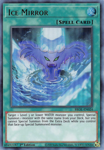  An Ultra Rare "Ice Mirror" card from the Yugioh Set: Brothers of Legend.