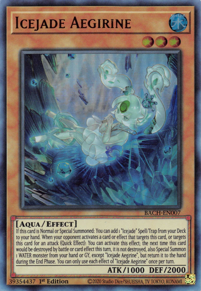 An Ultra Rare "Icejade Aegirine" card from the Yugioh Set: Battle of Chaos.