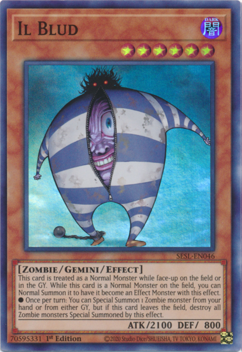 A Super Rare "Il Blud" card from the Yugioh Set: Secret Slayers.