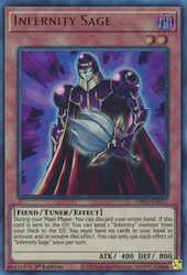  An Ultra Rare "Infernity Sage" card from the Yugioh Set: Ghosts From the Past: The 2nd Haunting (GFP2).