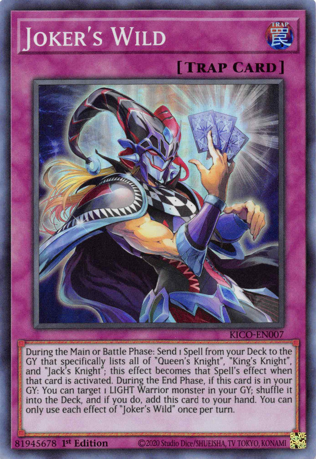 A Super Rare "Joker's Wild" card from the Yugioh Set: King's Court. 