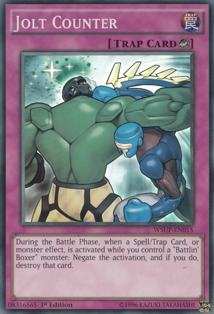 A Super Rare "Jolt Counter" card from the Yugioh Set: World Superstars.