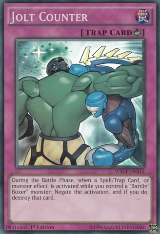 A Super Rare "Jolt Counter" card from the Yugioh Set: World Superstars.