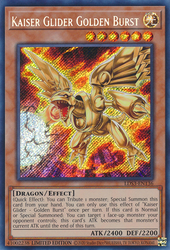 A Secret Rare "Kaiser Glider Golden Burst" card from the Yugioh Set: Legendary Duelists: Season 3 (LDS3)