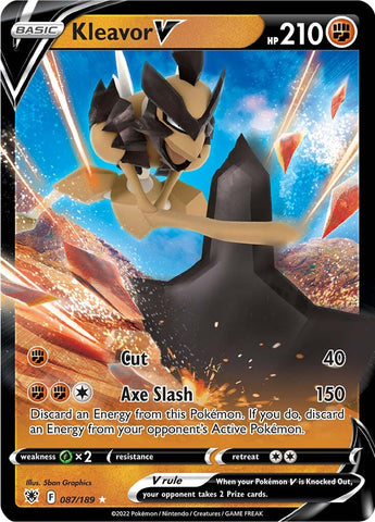 An Ultra Rare "Kleavor V" (087/189) card from the Pokemon Set: Astral Radiance.