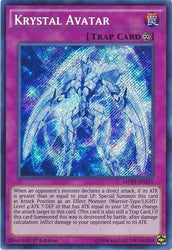 A Secret Rare "Krystal Avatar" card from the Yugioh Set: The Dark Side of Dimensions: Movie Pack Secret Edition.