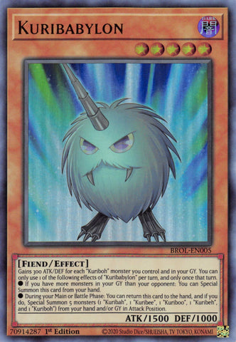  An Ultra Rare "Kuribabylon" card from the Yugioh Set: Brothers of Legend.