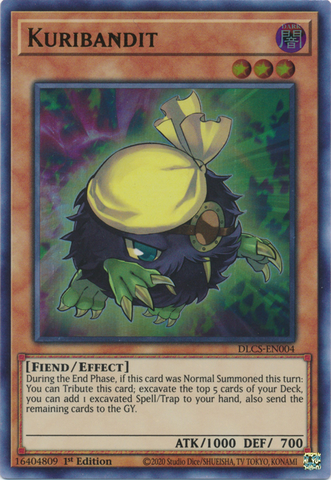 An Ultra Rare "Kuribandit" card from the Yugioh Set: Dragons of Legend: The Complete Series (DLCS).