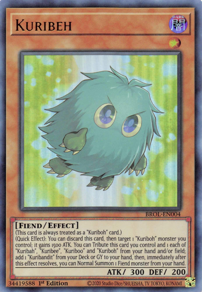  An Ultra Rare "Kuribeh" card from the Yugioh Set: Brothers of Legend.