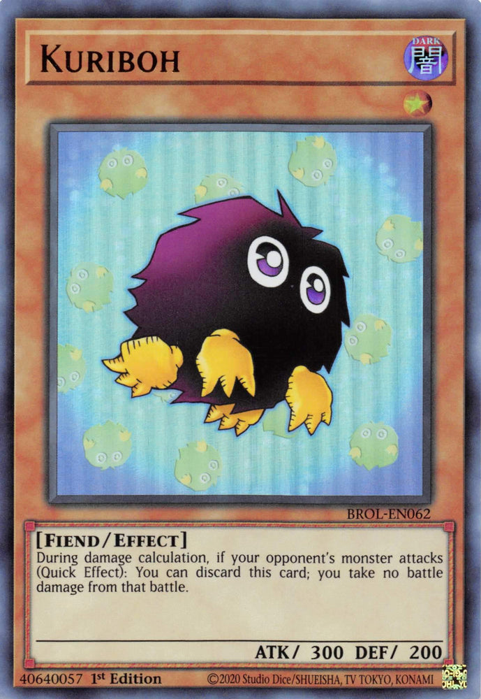  An Ultra Rare "Kuriboh" card from the Yugioh Set: Brothers of Legend.