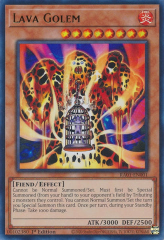 An Ultra Rare "Lava Golem" card from the Yugioh Set: Rarity Collection 1 