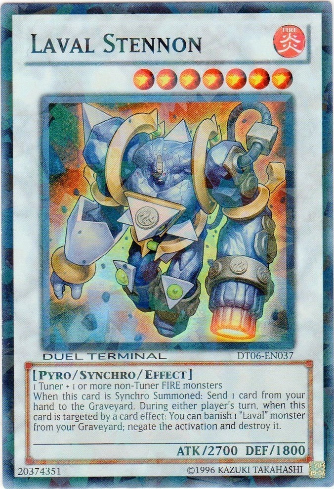 A Duel Terminal Super Rare "Laval Stennon" card from the Yugioh Set: Duel Terminal 6 (DT06).