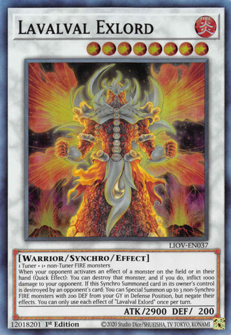  A Super Rare "Lavalval Exlord" card from the Yugioh Set: Lightning Overdrive.