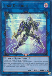 An Ultra Rare "Link Decoder" card from the Yugioh Set: Battles of Legend: Monstrous Revenge.