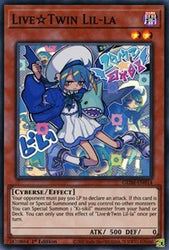 A Super Rare "Live Twin Lil-La" card from the Yugioh Set: Genesis Impact.