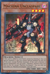 An Ultra Rare "Machina Unclaspare" card from the Yugioh 2022 Tin of the Pharaoh's Gods Set (MP22).