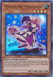 An Ultra Rare "Madolche Magileine" card from the Yugioh Set: Duel Overload (DUOV).