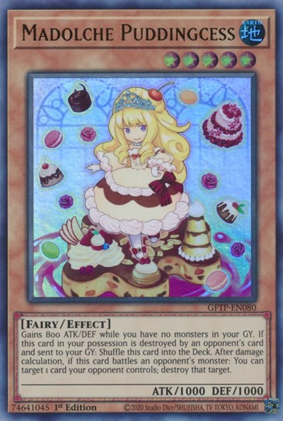 An Ultra Rare "Madolche Puddingcess" card from the Yugioh Set: Ghosts From the Past (GFTP).