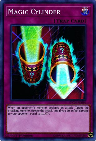  A Super Rare "Magic Cylinder" card from the Yugioh Set: The Infinity Chasers.