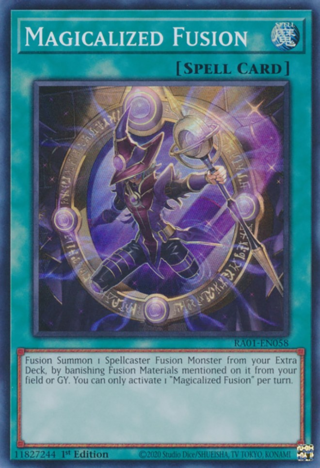 A Super Rare "Magicalized Fusion" card from the Yugioh Set: Rarity Collection 1 (RA01).