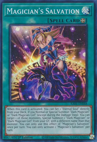 A Super Rare "Magician's Salvation" card from the Yugioh Set: Rarity Collection 1 (RA01).