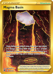 A Secret Rare "Magma Basin" (185/172) card from the Pokemon Set: Sword & Shield: Brilliant Stars.