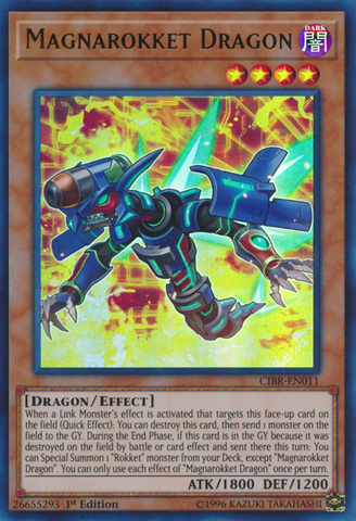 An Ultra Rare "Magnarokket Dragon" card from the Yugioh Set: Circuit Break (CIBR).