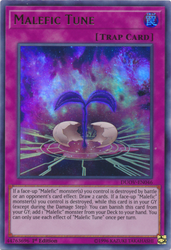 An Ultra Rare "Malefic Tune" card from the Yugioh Set: Duel Overload (DUOV).