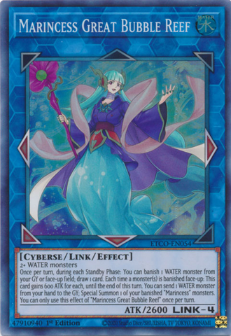 A Super Rare "Marincess Great Bubble Reef" card from the Yugioh Set: Eternity Code (ETCO).