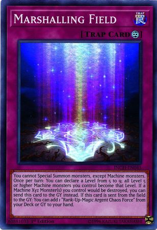 A Super Rare "Marshalling Field" card from the Yugioh Set: The Infinity Chasers.