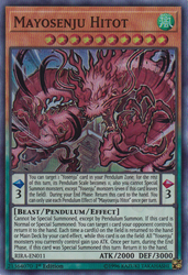 A Super Rare "Mayosenju Hitot" card from the Yugioh Set: Rising Rampage.