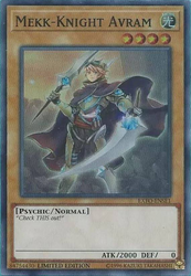 A Super Rare "Mekk-Knight Avram" Promo Card from the Yugioh Set: Extreme Force: Special Edition (EXFO).