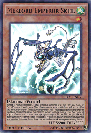A Super Rare "Meklord Emperor Skiel" card from the Yugioh Set: Legendary Collection 5D's (LC5D).