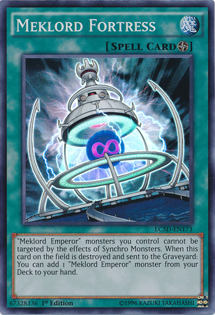 A Super Rare "Meklord Fortress" card from the Yugioh Set: Legendary Collection: 5D's (LC5D).