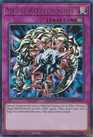 An Ultra Rare "Metal Reflect Slime" card from the Yugioh Set: Magnificent Mavens.