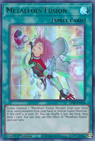 An Ultra Rare "Metalfoes Fusion" card from the Yugioh Set: Ghosts From the Past (GFTP).