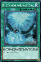 A Super Rare "Metamorformation" card from the Yugioh Set: The Dark Illusion (TDIL).
