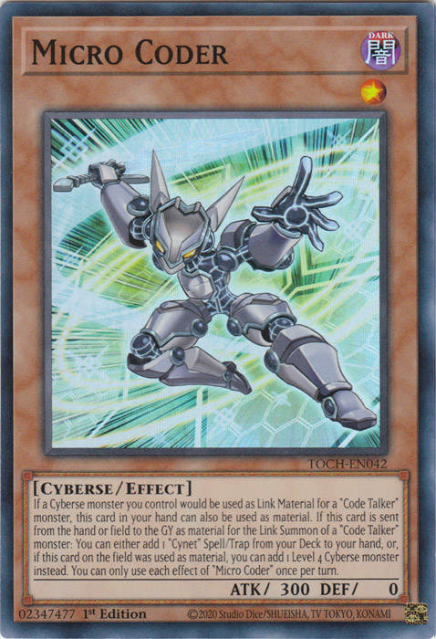 A Super Rare "Micro Coder" card from the Yugioh Set: Toon Chaos.