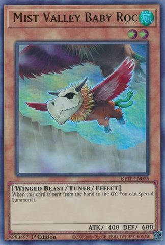 An Ultra Rare "Mist Valley Baby Roc" card from the Yugioh Set: Ghosts From the Past (GFTP).