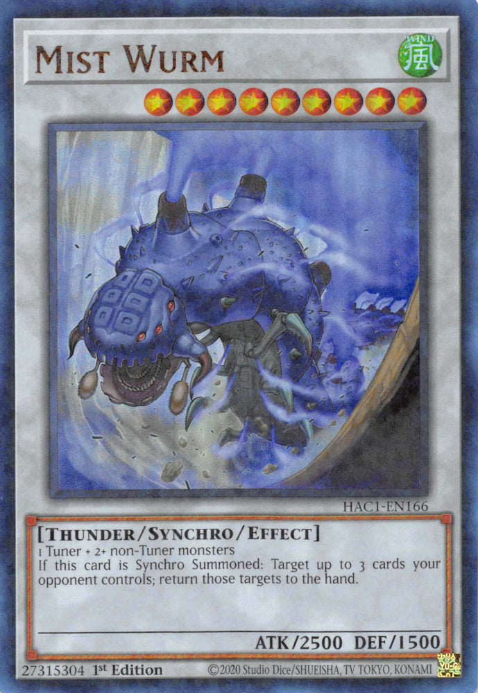 An Ultra Rare Duel Terminal "Mist Wurm" card from the Yugioh Set: Hidden Arsenal: Chapter 1 (HAC1).